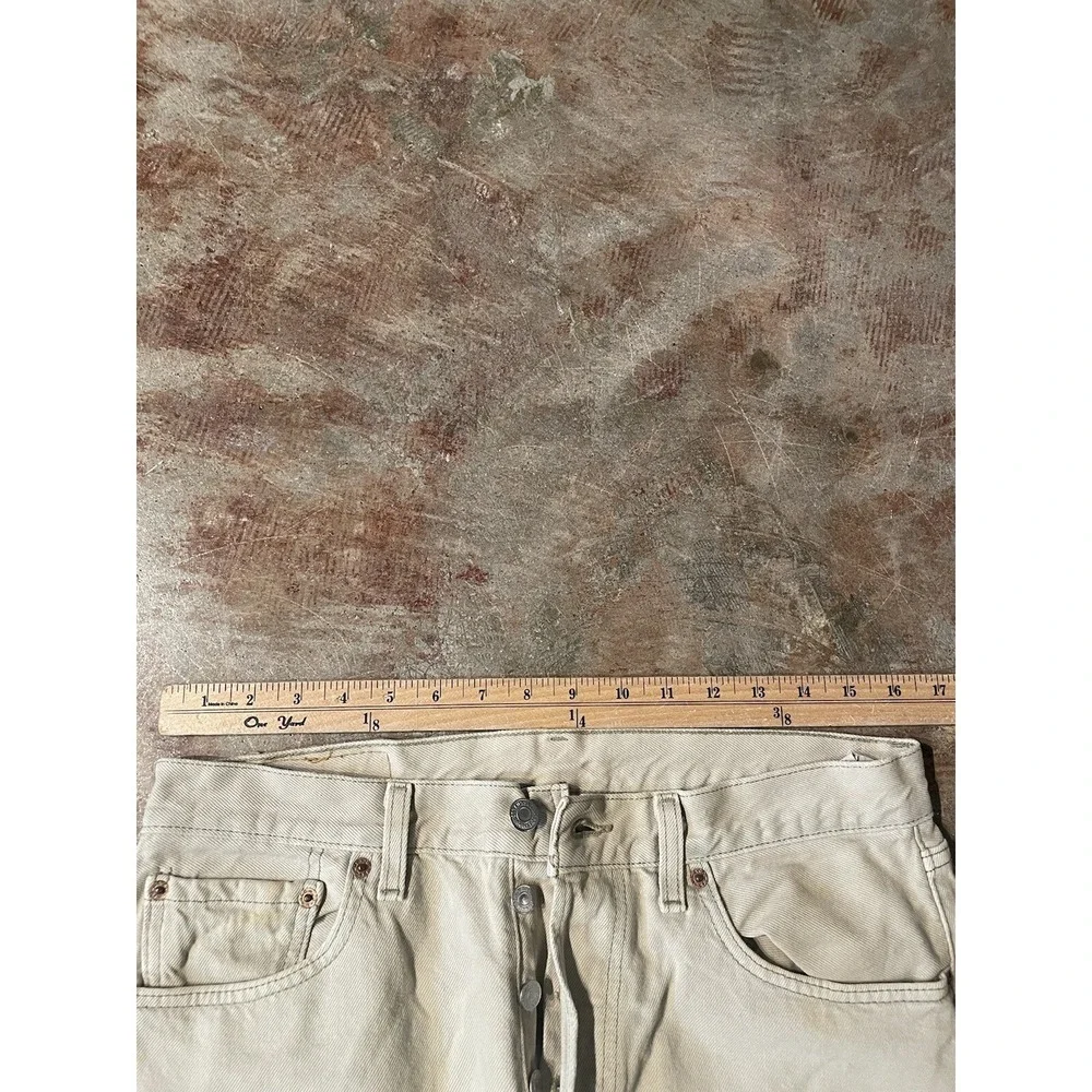 Vintage Levi's 501 Made‎ In USA 0115 Brown Khaki Denim 33W x 32L *